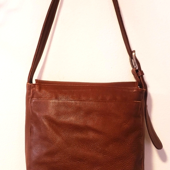 HOBO Brn Leather Saddle Handbag w/Real Turquoise EUC - Picture 6 of 11